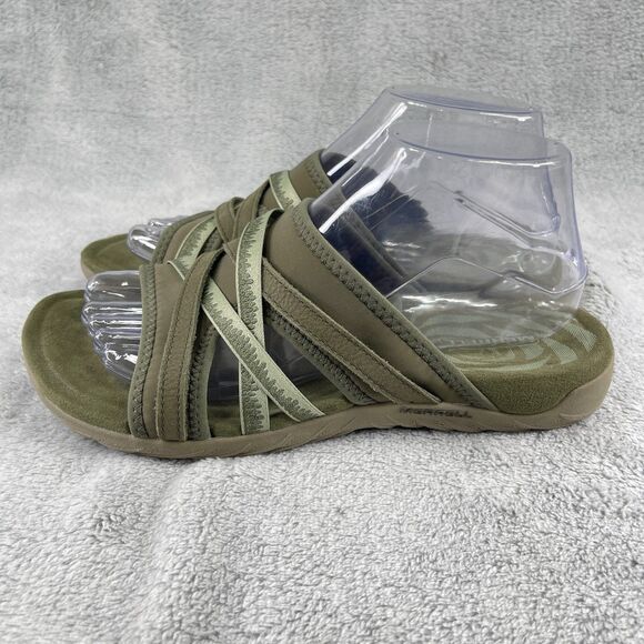 Merrell Terran 3 Cush Womens Slide US 8 Olive Leather Slip On Sandal J004586 - Picture 2 of 12